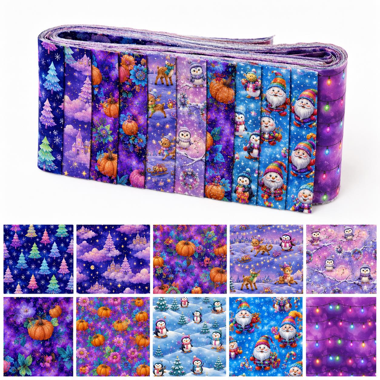 Christmas Table Runner - 10 pièces de bandes de tissu